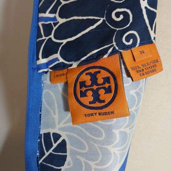 Tory Burch Blue Sheath Midi Dress Size 12 - Picture 12 of 14